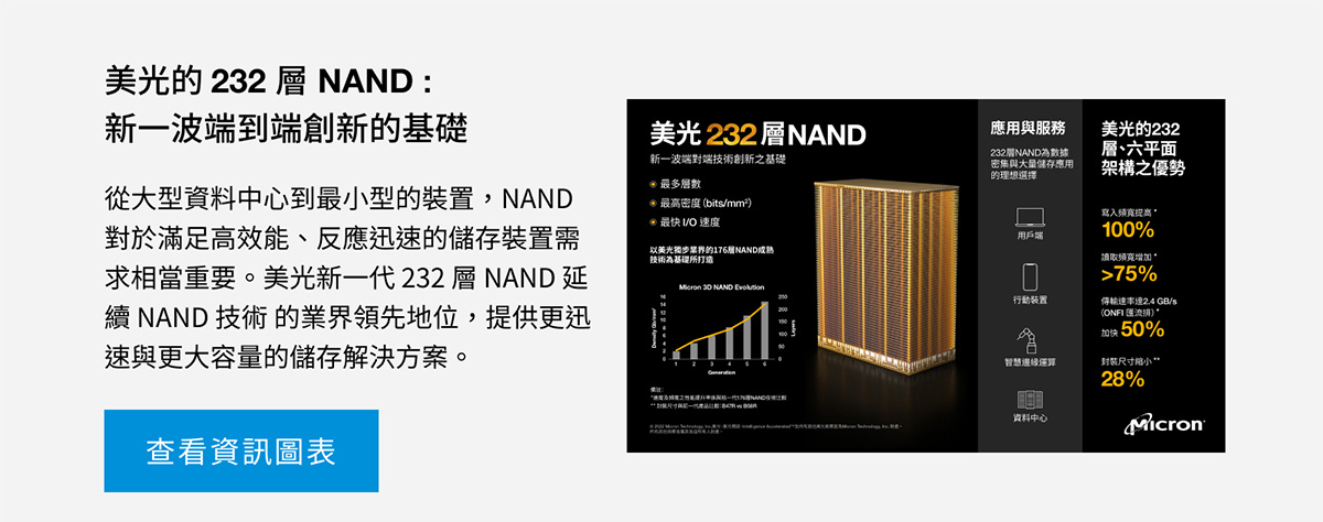 美光的 232 層 NAND : 新一波端到端創新的基礎